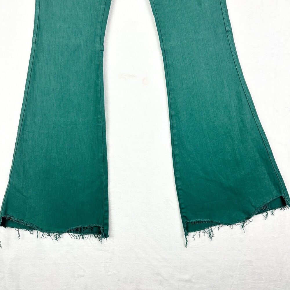Vervet High Rise Raw Hem Super Flare Jeans Size 26 Teal Green - Picture 4 of 6